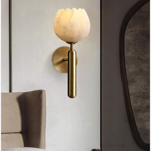 Alabaster Wall Sconce Light Tulip For Bedroom