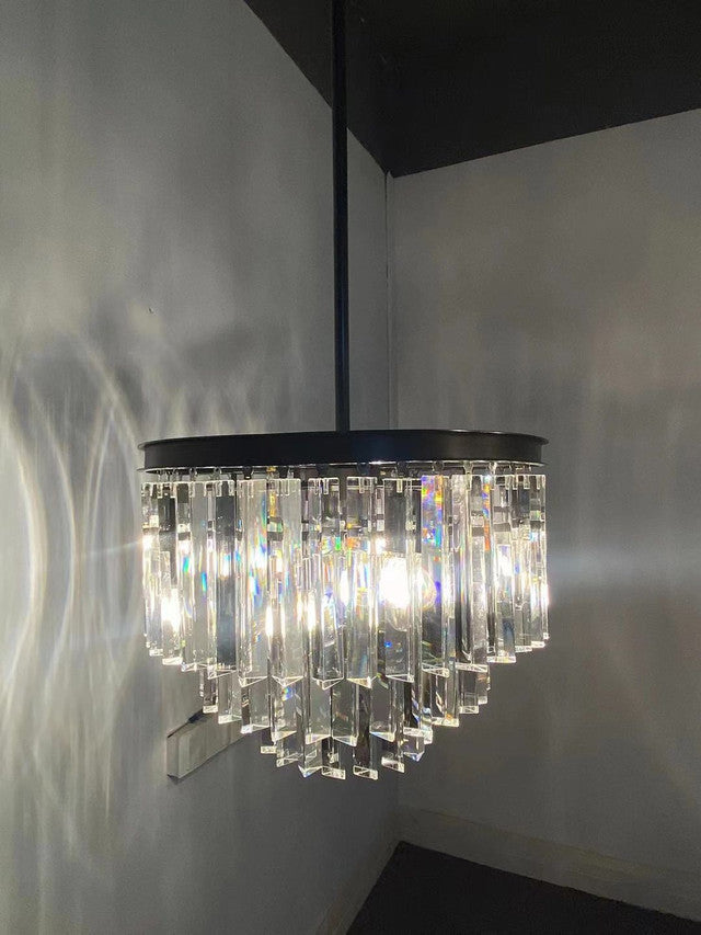 1920s Odeon 5-Layer Crystal Square Chandelier 34"