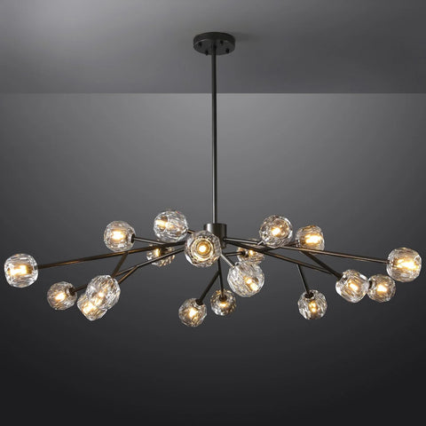 Boule Modern Smoke Crystal Round Chandelier 60" Over Dining Table