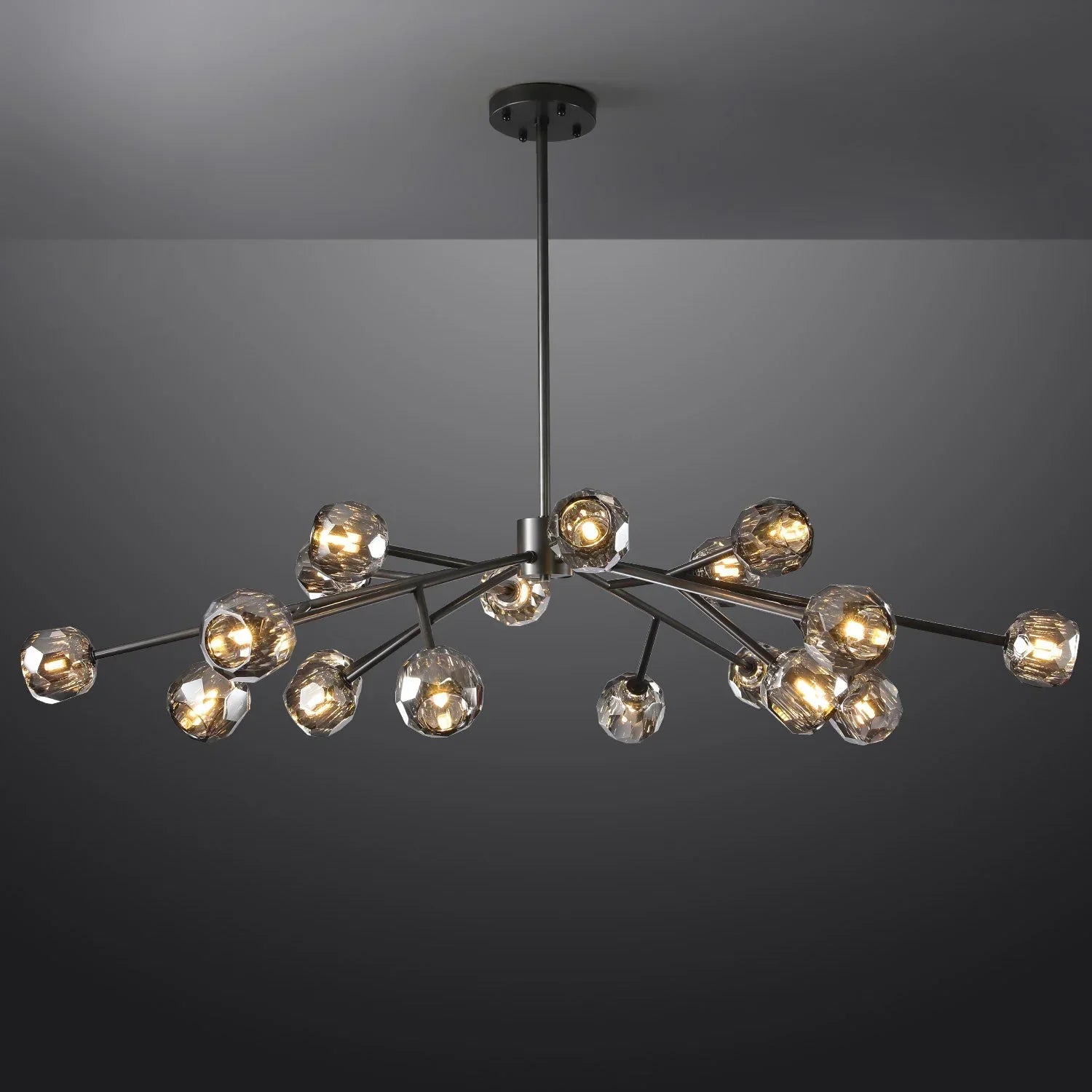 Boule Modern Smoke Crystal Round Chandelier 60" Over Dining Table