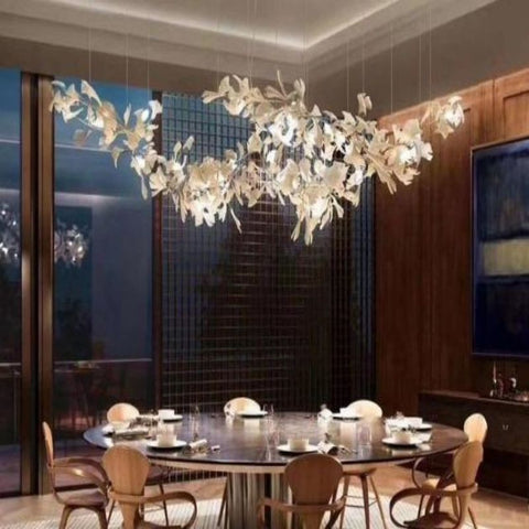 Ceramic Ginkgo Branch Chandelier Light