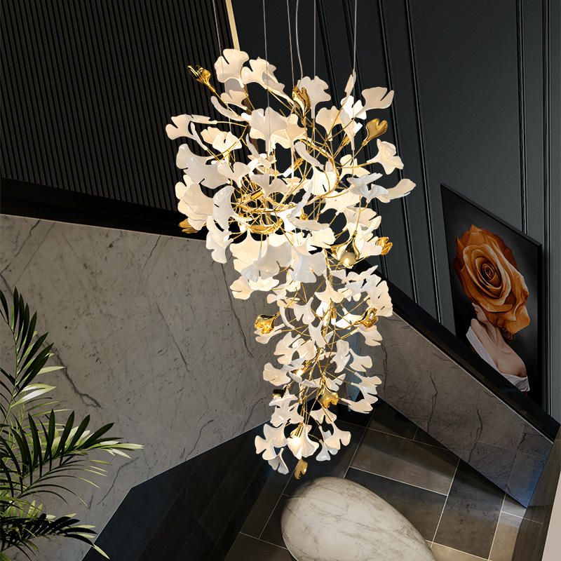 Ceramic Ginkgo Cascading A Branch Chandelier