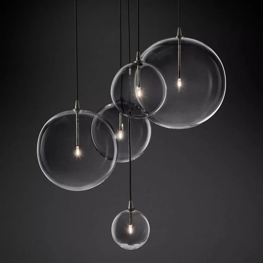 Modern Round Glass Globe Cluster Chandelier 28"