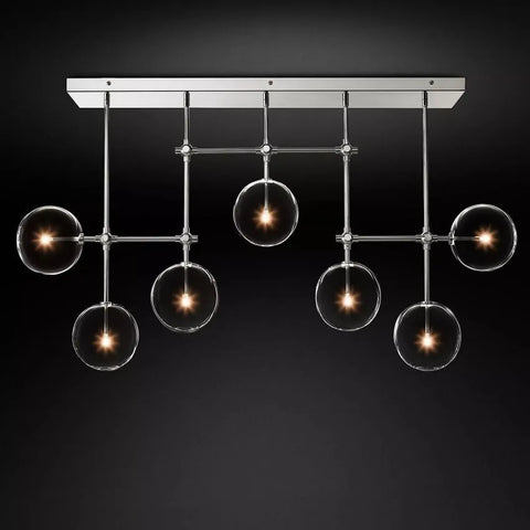 Modern Glass Globe Linear Chandelier 50'' 60"