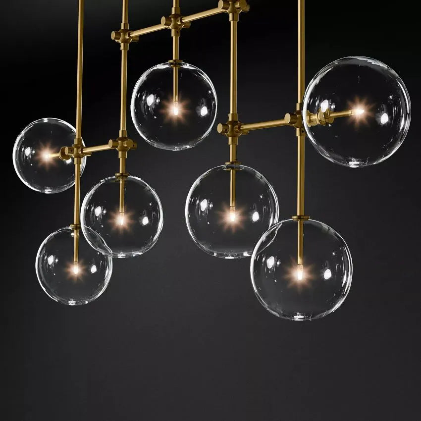 Modern Glass Globe Linear Chandelier 50'' 60"