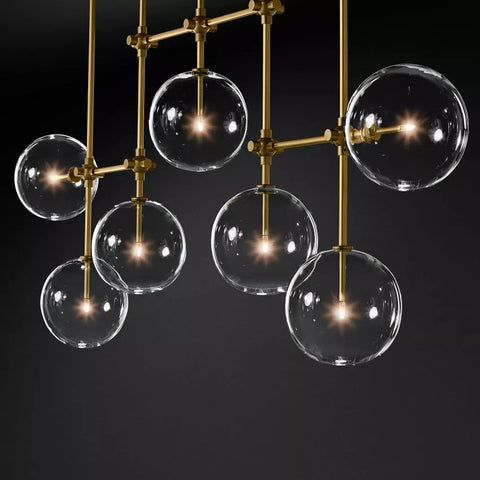 Modern Glass Globe Linear Chandelier 50'' 60"