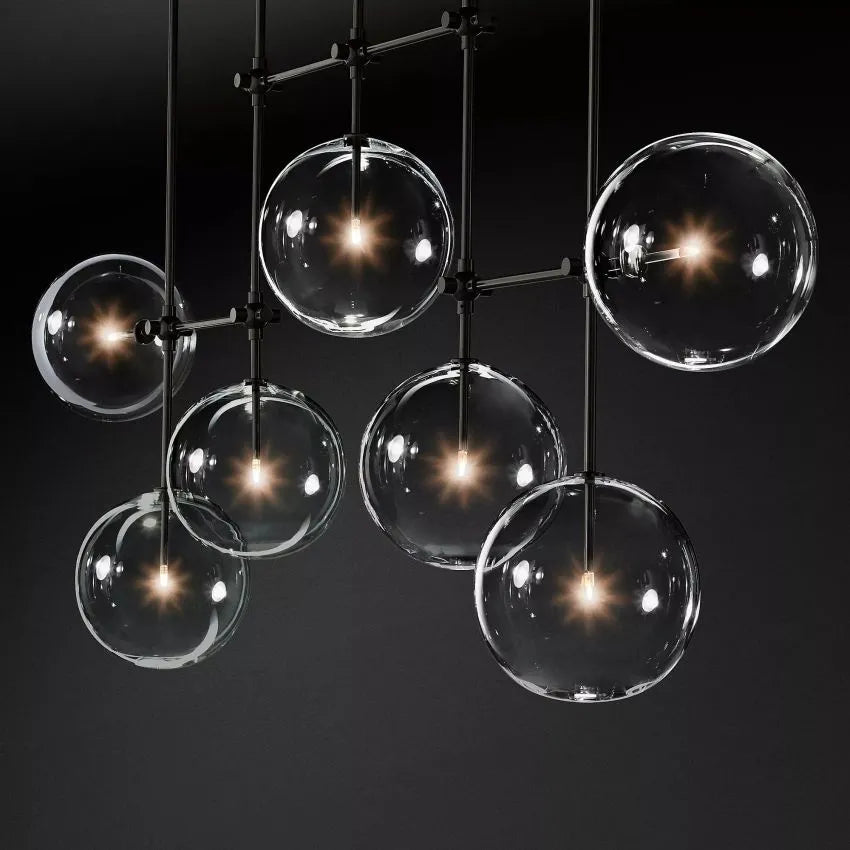 Modern Glass Globe Linear Chandelier 50'' 60"