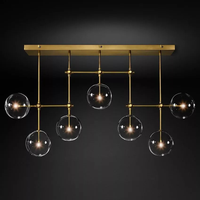 Modern Glass Globe Linear Chandelier 50'' 60"