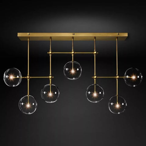 Modern Glass Globe Linear Chandelier 50'' 60"