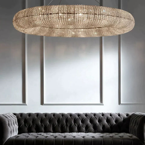 Halo Crystal Aperture Round Chandelier D72"