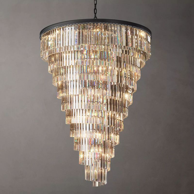 1920s Odeon Multi-layer spiral Crystal Round Chandelier 36"48"