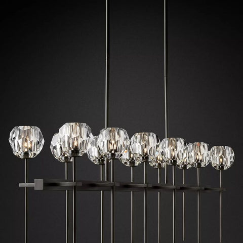 Boule Glass Double Linear Chandelier 60"