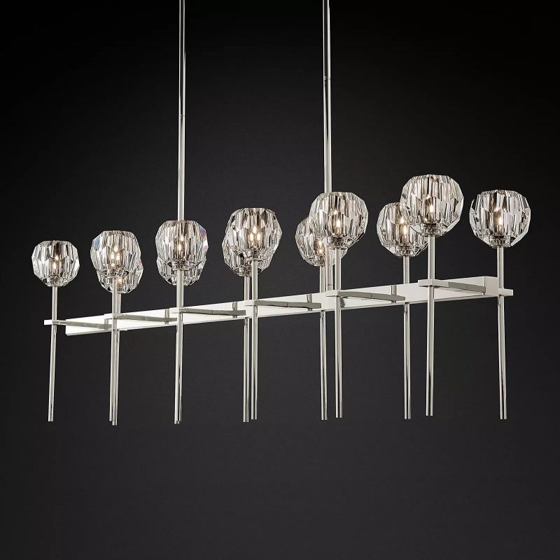 Boule Glass Double Linear Chandelier 60"