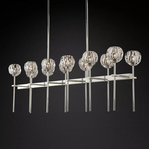 Boule Glass Double Linear Chandelier 60"