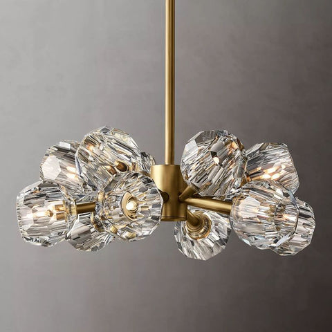 Boule Modern Clear Crystal Round Chandelier 24" Over Dining Table