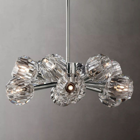 Boule Modern Clear Crystal Round Chandelier 24" Over Dining Table