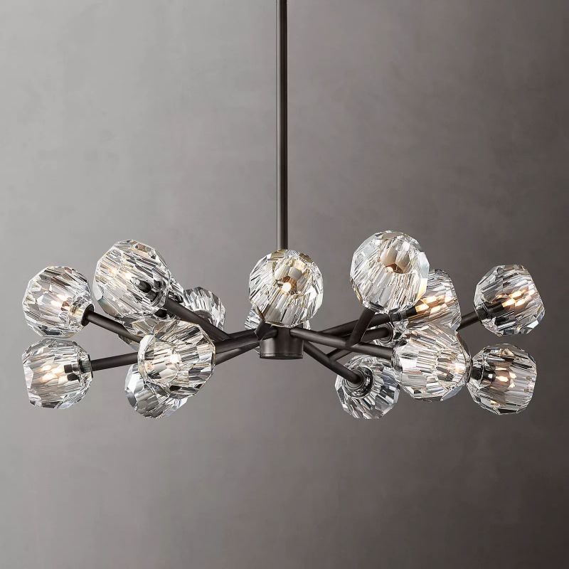 Boule Modern Clear Crystal Round Chandelier 36" Over Dining Table