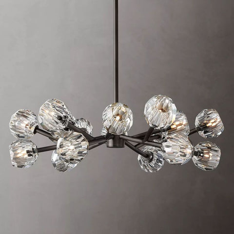 Boule Modern Clear Crystal Round Chandelier 36" Over Dining Table