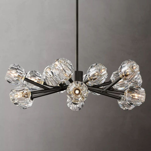 Boule Modern Clear Crystal Round Chandelier 36" Over Dining Table