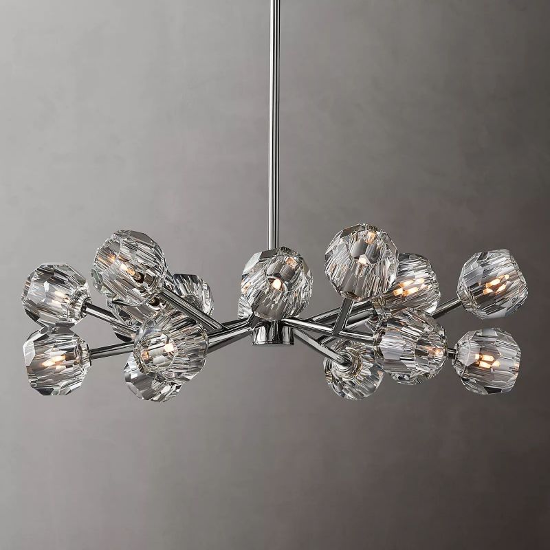 Boule Modern Clear Crystal Round Chandelier 36" Over Dining Table