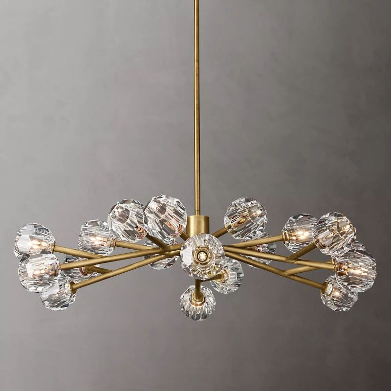 Boule Modern Clear Crystal Round Chandelier 48" Over Dining Table