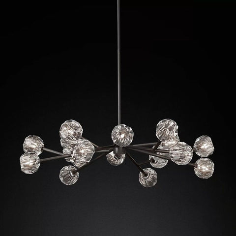 Boule Modern Clear Crystal Round Chandelier 48" Over Dining Table