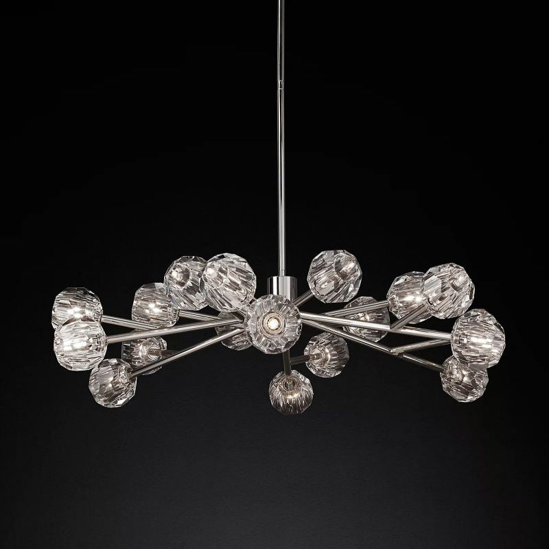 Boule Modern Clear Crystal Round Chandelier 48" Over Dining Table