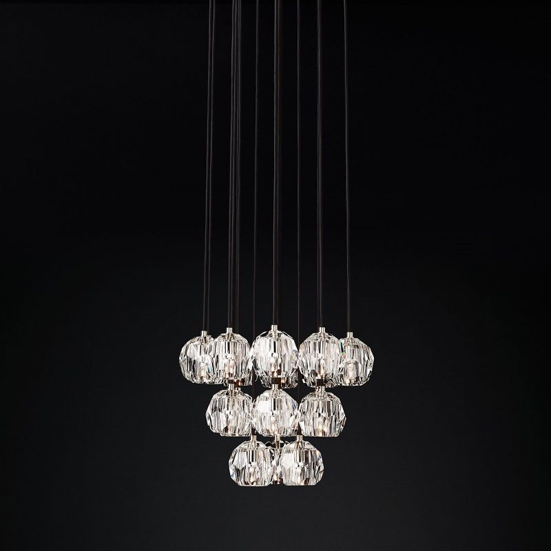 Boule Glass Round Cluster Chandelier 19"