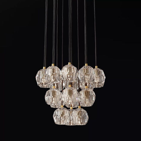 Boule Glass Round Cluster Chandelier 19"