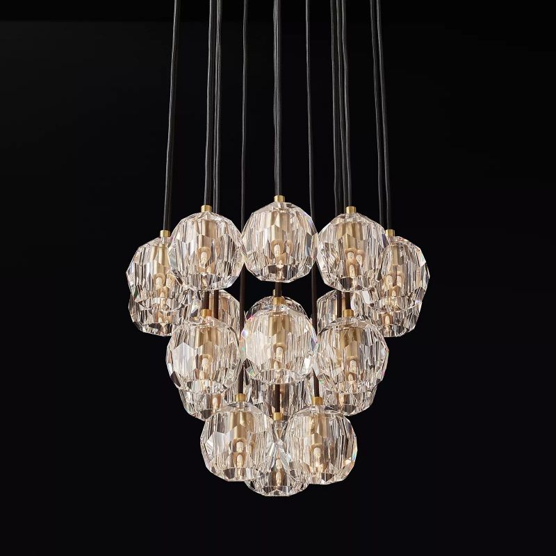 Boule Glass Round Cluster Chandelier 19"