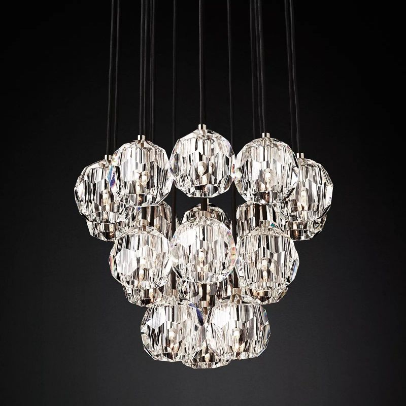 Boule Glass Round Cluster Chandelier 19"