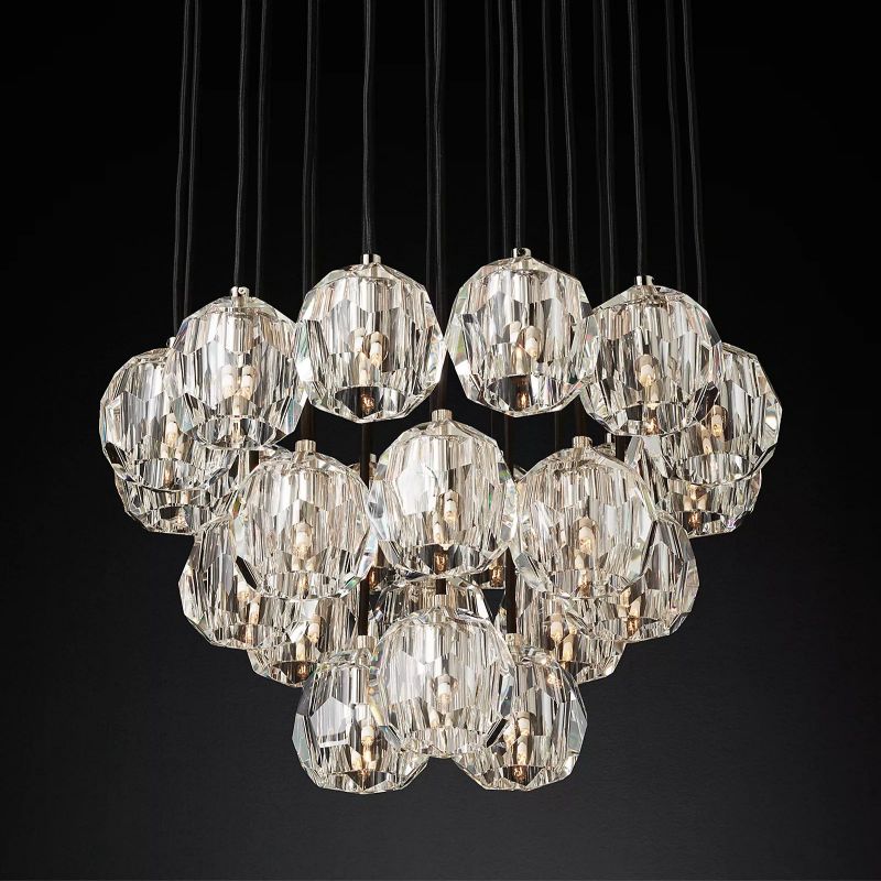 Boule Glass Round Cluster Chandelier 24"