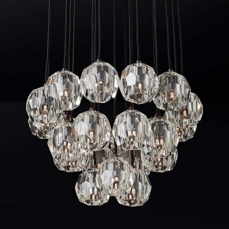 Boule Glass Round Cluster Chandelier 24"