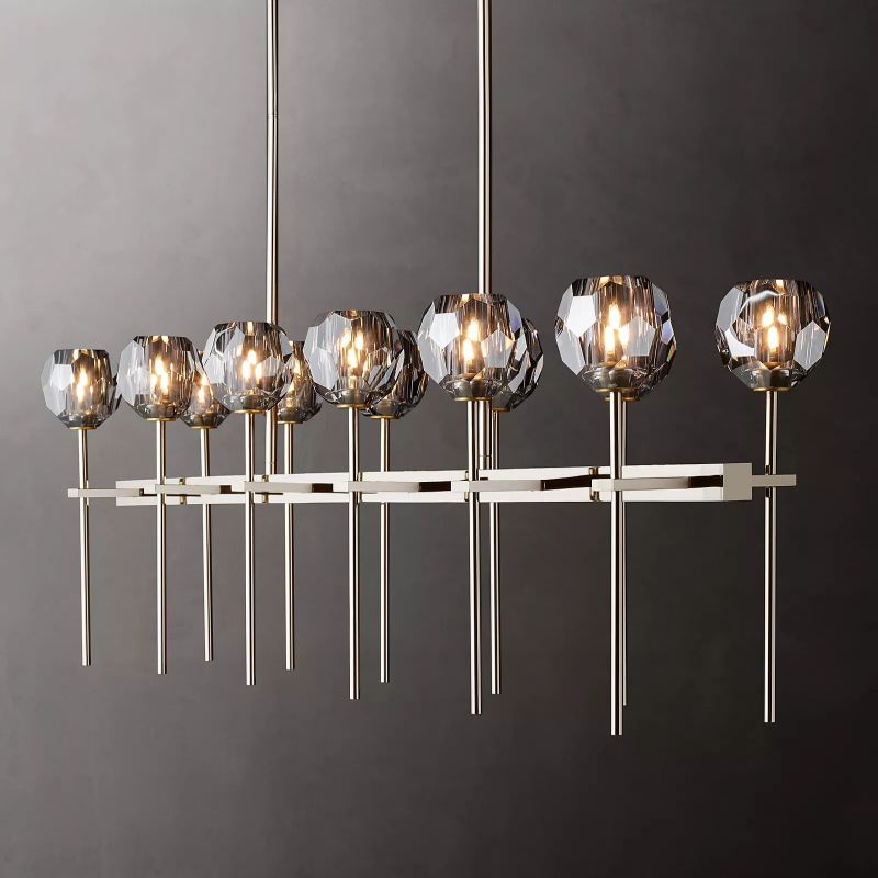 Boule Glass Double Linear Chandelier 60"