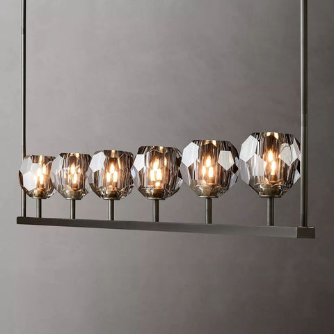 Boule Smoke Glass Linear Chandelier 60"