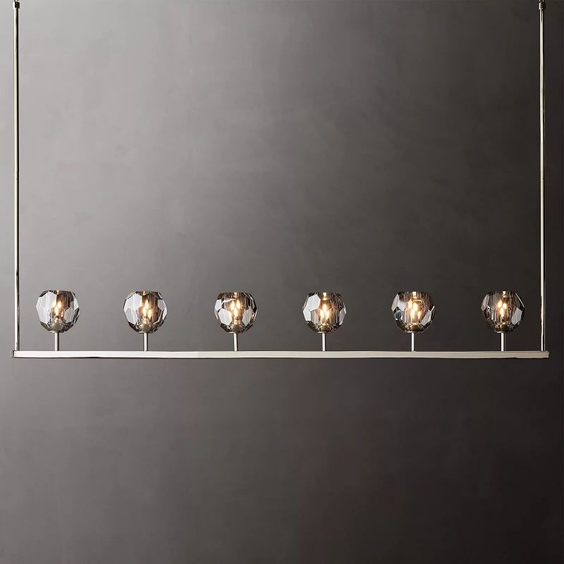 Boule Smoke Glass Linear Chandelier 60"