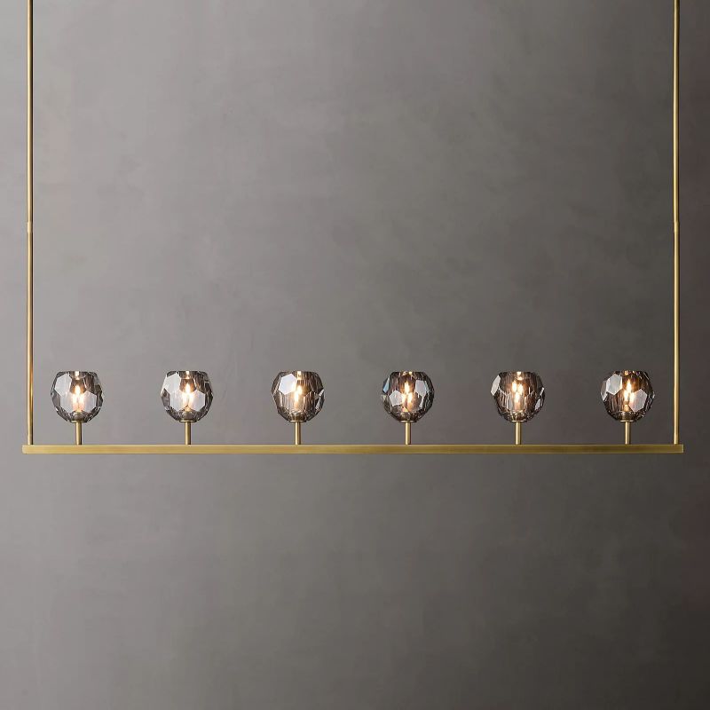 Boule Smoke Glass Linear Chandelier 60"