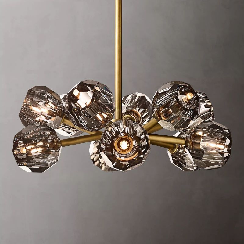 Boule Modern Smoke Crystal Round Chandelier 24" Over Dining Table