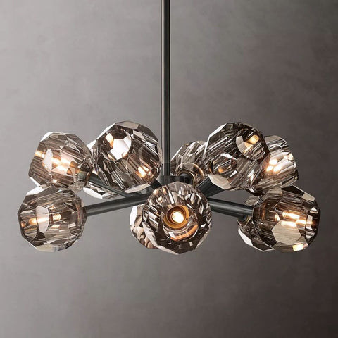 Boule Modern Smoke Crystal Round Chandelier 24" Over Dining Table