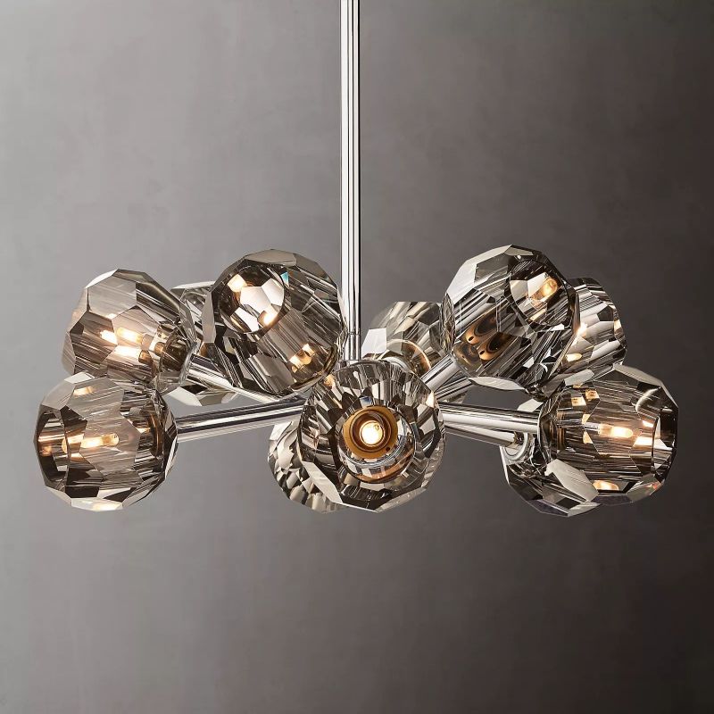 Boule Modern Smoke Crystal Round Chandelier 24" Over Dining Table