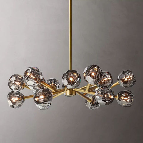 Boule Modern Smoke Crystal Round Chandelier 36" Over Dining Table