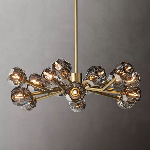 Boule Modern Smoke Crystal Round Chandelier 36" Over Dining Table