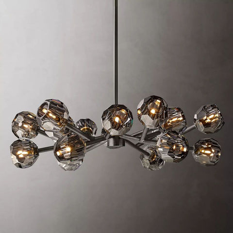 Boule Modern Smoke Crystal Round Chandelier 36" Over Dining Table