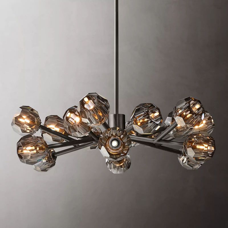 Boule Modern Smoke Crystal Round Chandelier 36" Over Dining Table