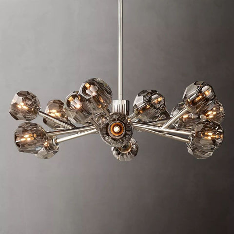 Boule Modern Smoke Crystal Round Chandelier 36" Over Dining Table