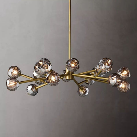 Boule Modern Smoke Crystal Round Chandelier 48" Over Dining Table