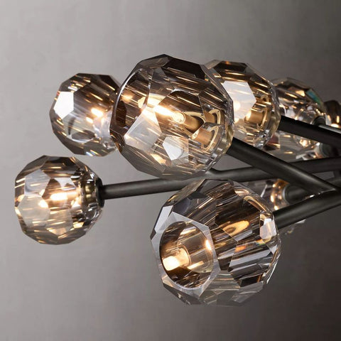 Boule Modern Smoke Crystal Round Chandelier 48" Over Dining Table