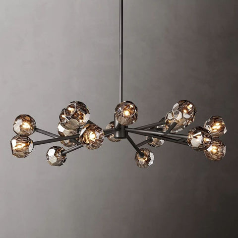 Boule Modern Smoke Crystal Round Chandelier 48" Over Dining Table