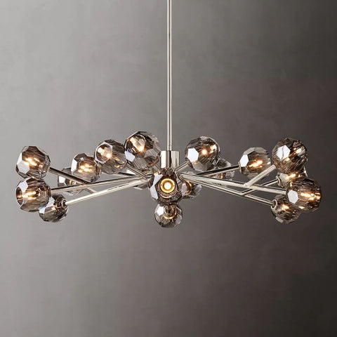 Boule Modern Smoke Crystal Round Chandelier 48" Over Dining Table