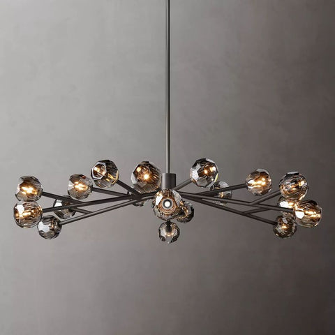 Boule Modern Smoke Crystal Round Chandelier 60" Over Dining Table